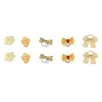 Cute Bow Flowers Hair Ropes Hair Ties for Children Yellow 10 pc