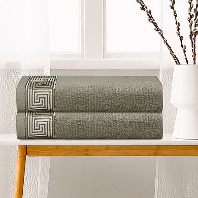 2 Pack Medium Cotton Bath Towels Solid Bathroom Towels Set Highly Absorbent