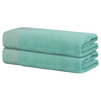 2 Pack Medium Cotton Bath Towels Solid Bathroom Towels Set Highly Absorbent