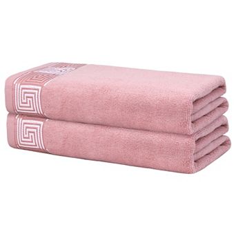 2 Pack Medium Cotton Bath Towels Solid Bathroom Towels Set Highly Absorbent