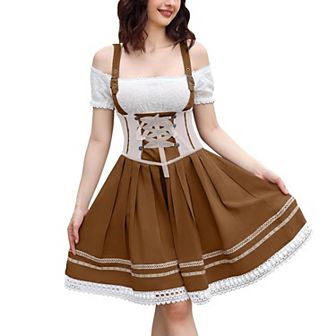 Women's Oktoberfest Dress 3 pc German Dirndl Dress Costumes for Bavarian Carnival Halloween