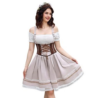 Women's Oktoberfest Dress 3 pc German Dirndl Dress Costumes for Bavarian Carnival Halloween