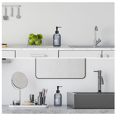 Soap Dispensers Set - Glass Dish Hand Soap Dispenser With Pump For Bathroom