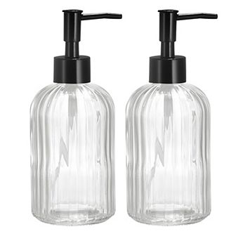 Soap Dispensers Set - Glass Dish Hand Soap Dispenser With Pump For Bathroom