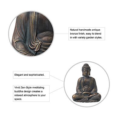Glitzhome Mgo Meditating Buddha Statue,22.75 Inch Tall