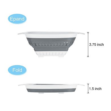 Square Collapsible Colanders Set 3pcs Kitchen Fruit Vegetable Washing Basket Filter Organizer