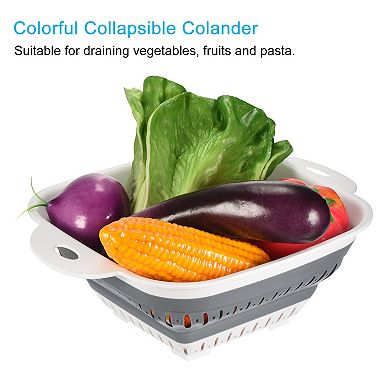 Square Collapsible Colanders Set 3pcs Kitchen Fruit Vegetable Washing Basket Filter Organizer