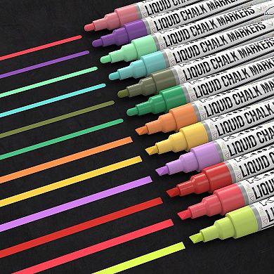 10-Pack 6mm Pastel Multicolor Chalk Markers with 4 Bullet & Chisel Dual Tips