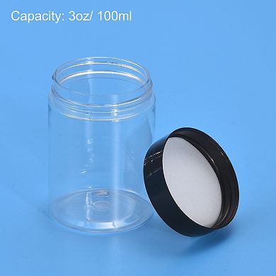 Round Plastic Jars With Black Screw Top Lid, 3oz Clear Empty Containers For Storage 4pcs