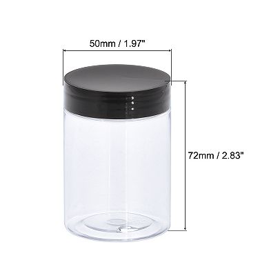 Round Plastic Jars With Black Screw Top Lid, 3oz Clear Empty Containers For Storage 4pcs