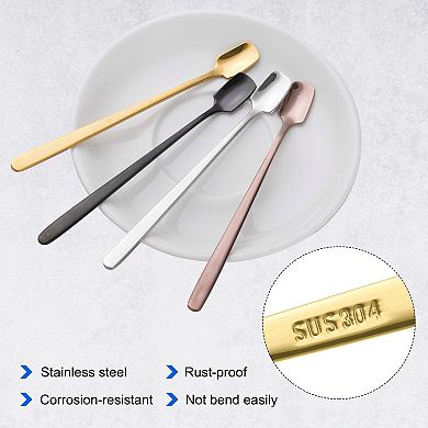 6 Pcs Espresso Spoons 6.1" Stainless Steel Square Coffee Spoon