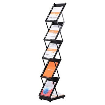 Display Racks 5 Layers Brochure Stand Catalog Literature Rack With Wheels For Hotel, Exhibition