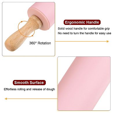 Silicone Rolling Pins for Baking Wood Handle 23.5cm x 4.2cm