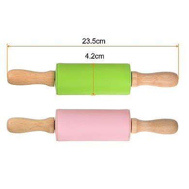 Silicone Rolling Pins for Baking Wood Handle 23.5cm x 4.2cm