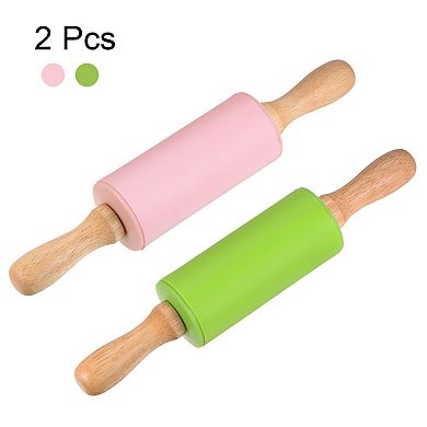 Silicone Rolling Pins for Baking Wood Handle 23.5cm x 4.2cm