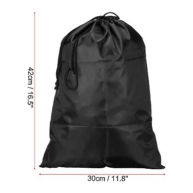 Clothes Storage Drawstring Bag, 16.5" Height Clothing Blankets Organizer Bags, Black