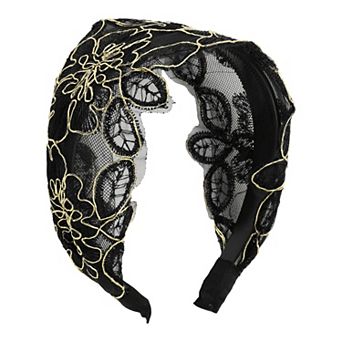 Elegant Embroidery Lace Wide Hairband For Women 5.91"x5.12"