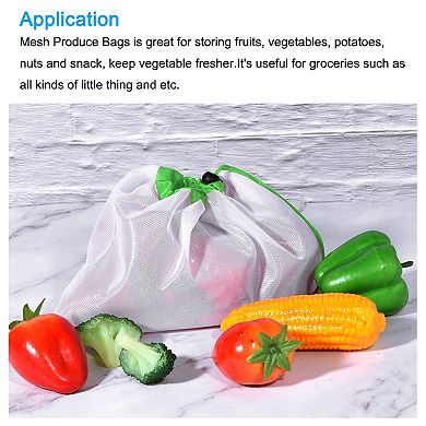Reusable Produce Bags 3 Pcs, Mesh Produce Bags For Fruit Vegetable Green