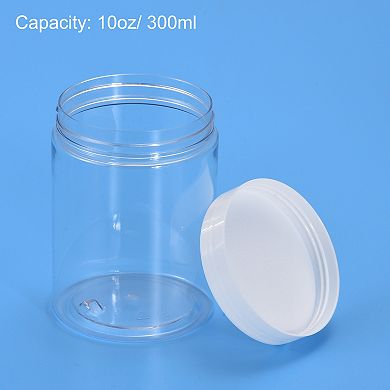 Round Jars With White Screw Top Lid, 10oz Clear Empty Containers For Storage, 2pcs
