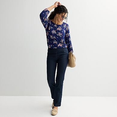 Women's Croft & Barrow® 3/4-Sleeve Pleated Top