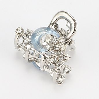 Fashion Moon Hair Clips Hairdo Clip For Women 0.94"x0.83"x0.79" Blue Silver Tone