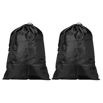 Clothes Storage Drawstring Bag, 2 Pack 17.3" Height Clothing Blankets Organizer Bags, Black