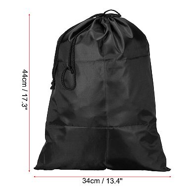 Clothes Storage Drawstring Bag, 2 Pack 17.3" Height Clothing Blankets Organizer Bags, Black