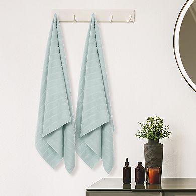 Medium 100% Cotton Bath Towels, Highly Absorbent Towels For Bathroom, Gym, Spa, Yoga, Blue