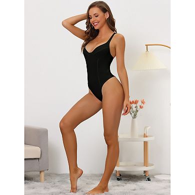 3 Packs Women's Deep V Neck Tummy Control Full Leotard Jumpsuits