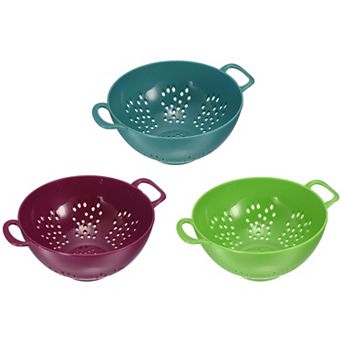 Deep Colander With Double Handles 3pcs, Rice Washing Bowl Food Strainer Pasta Drainer Basket