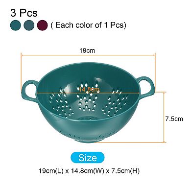 Deep Colander With Double Handles 3pcs, Rice Washing Bowl Food Strainer Pasta Drainer Basket