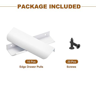 10 Pack Finger Edge Pull Cabinet Handles 96mm Hole Center