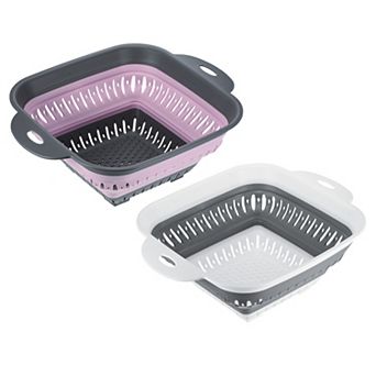 Collapsible Colander 2 pc Colander Fruit Vegetable Washing Basket Strainer With Handle
