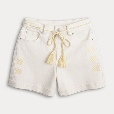 Women's Farmers Market Embroidered Shorts with Tassel Belt