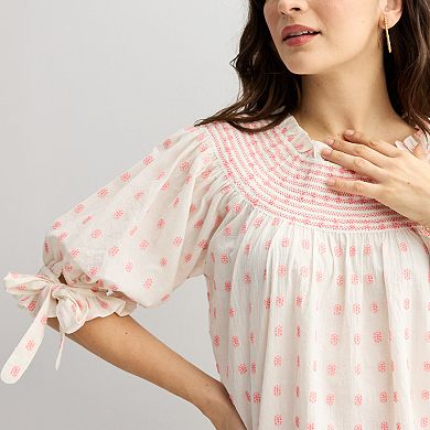 Women's Farmers Market Smocked Neck Top