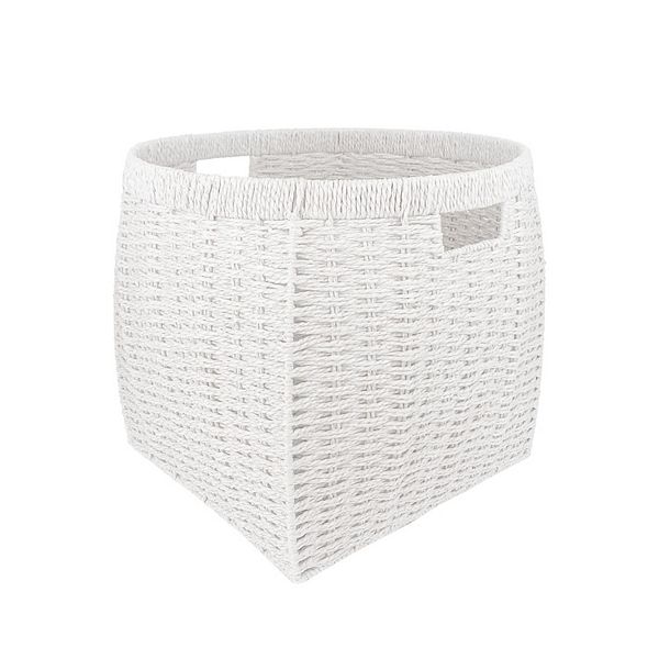 Belle Maison Large Round Storage Bin - White