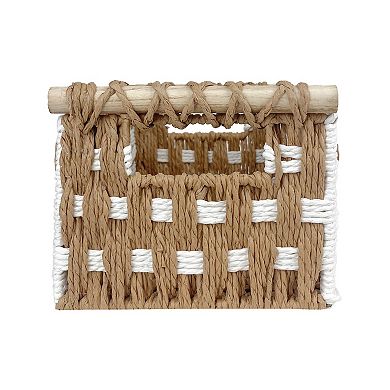 Belle Maison Paper Weave Basket with Wooden Handles