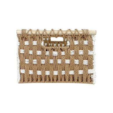 Belle Maison Paper Weave Basket with Wooden Handles