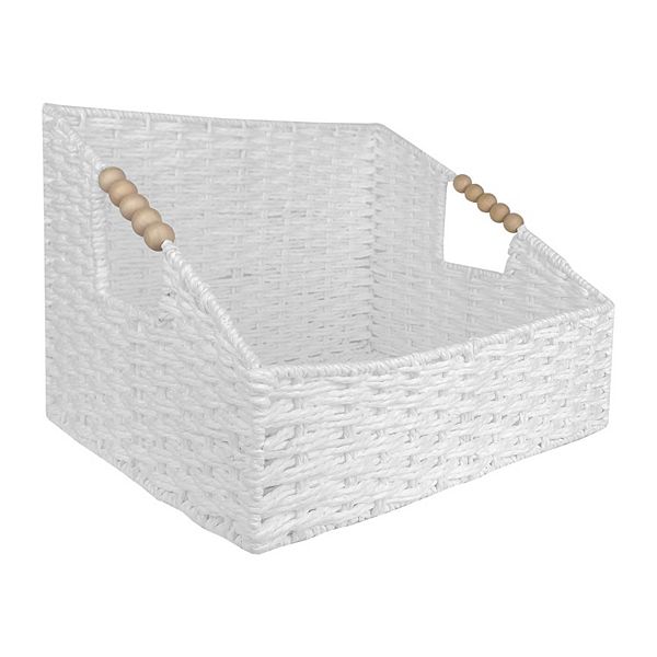 Belle Maison Angled Bin with Wood Beaded Handle