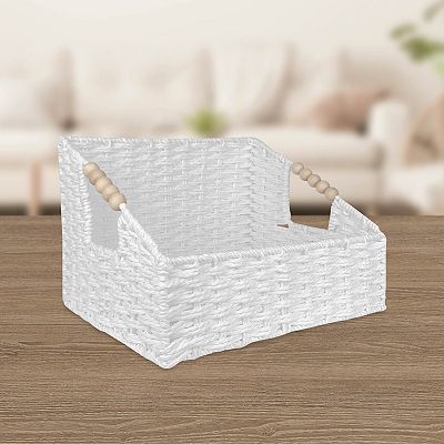 Belle Maison Angled Bin with Wood Beaded Handle