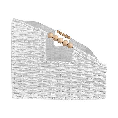 Belle Maison Angled Bin with Wood Beaded Handle