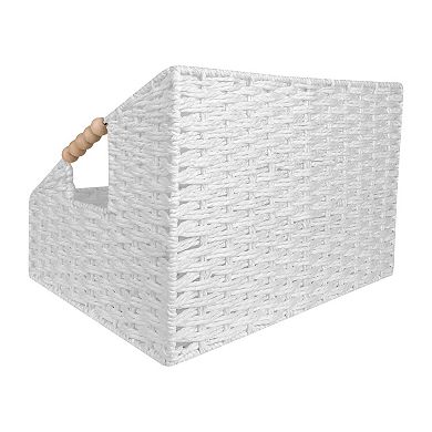 Belle Maison Angled Bin with Wood Beaded Handle