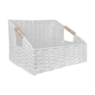 Belle Maison Angled Bin with Wood Beaded Handle