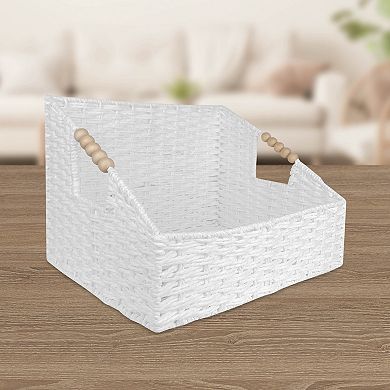 Belle Maison Angled Bin with Wood Beaded Handle