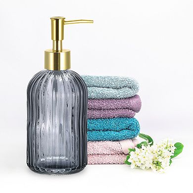 Soap Dispenser Glass Dish Hand Soap Dispenser With Golden Pump For Kitchen Bathroom