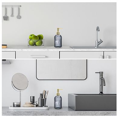 Soap Dispenser Glass Dish Hand Soap Dispenser With Golden Pump For Kitchen Bathroom