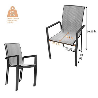 Mondawe Stackable Aluminum Outdoor Dining Arm Chair With Quick Drying Mesh (set Of 2)