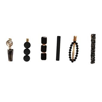 Fashion Grace Hair Clips Hairdo Clip For Women Gold Tone Black 6 pc