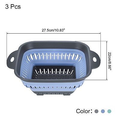 Collapsible Colander 3pcs Kitchen Folding Strainer For Pasta, Veggies, And Fruit