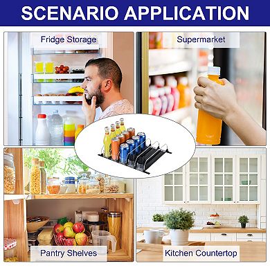 6pcs Soda Can Organizer For Refrigerator, Width Adjustable Drink Dispenser Beverage Pusher